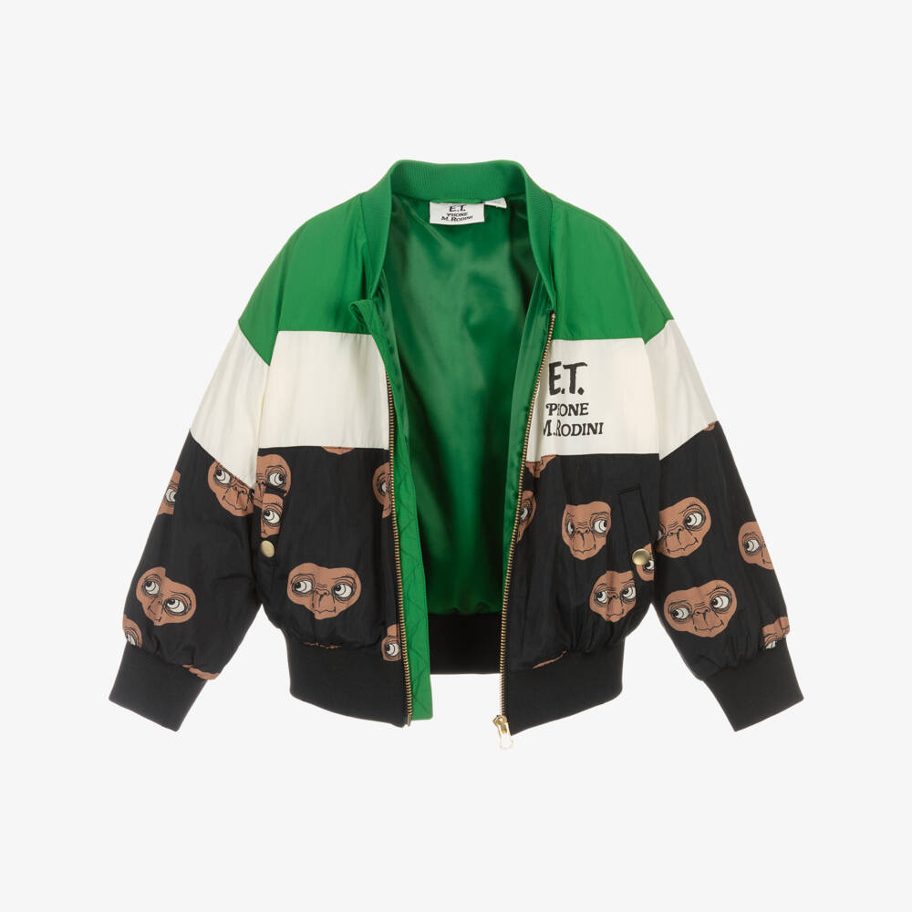 Mini Rodini-Green & Black Colourblock E.T. Bomber Jacket | Childrensalon Outlet
