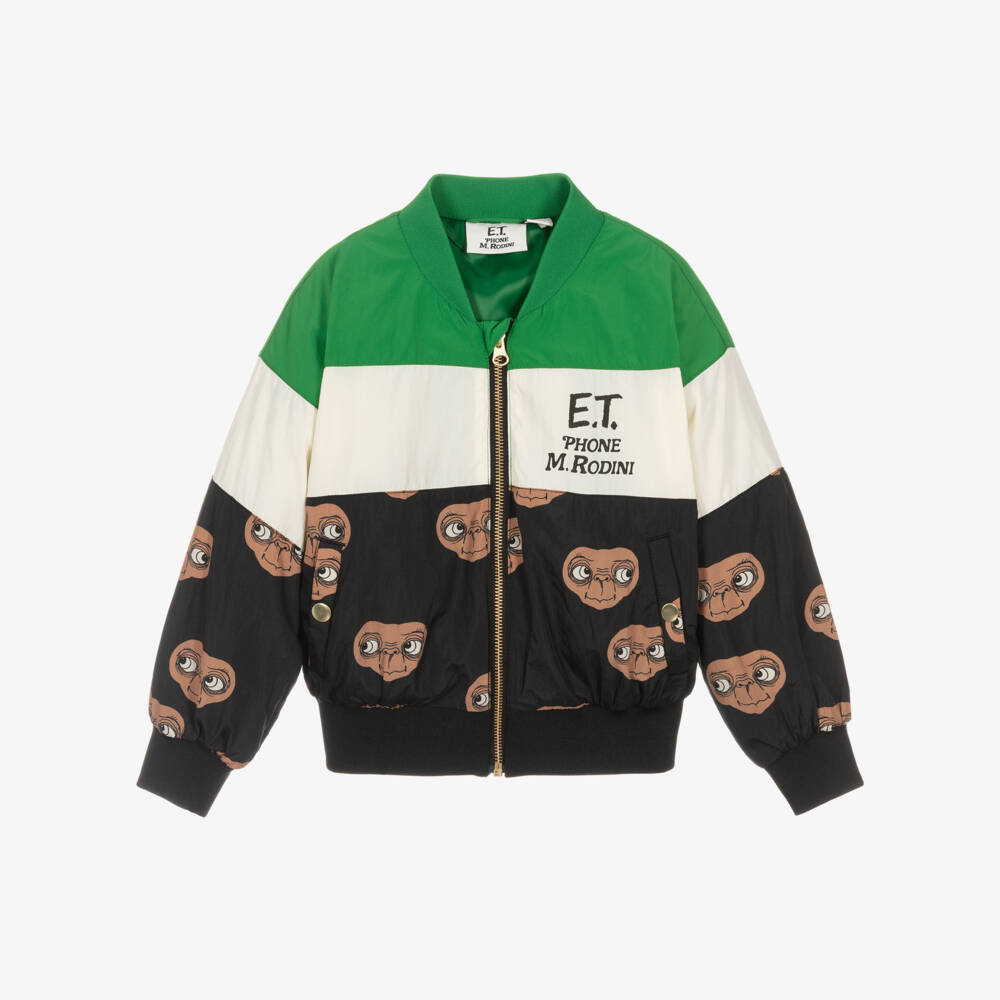 Mini Rodini-Green & Black Colourblock E.T. Bomber Jacket | Childrensalon Outlet