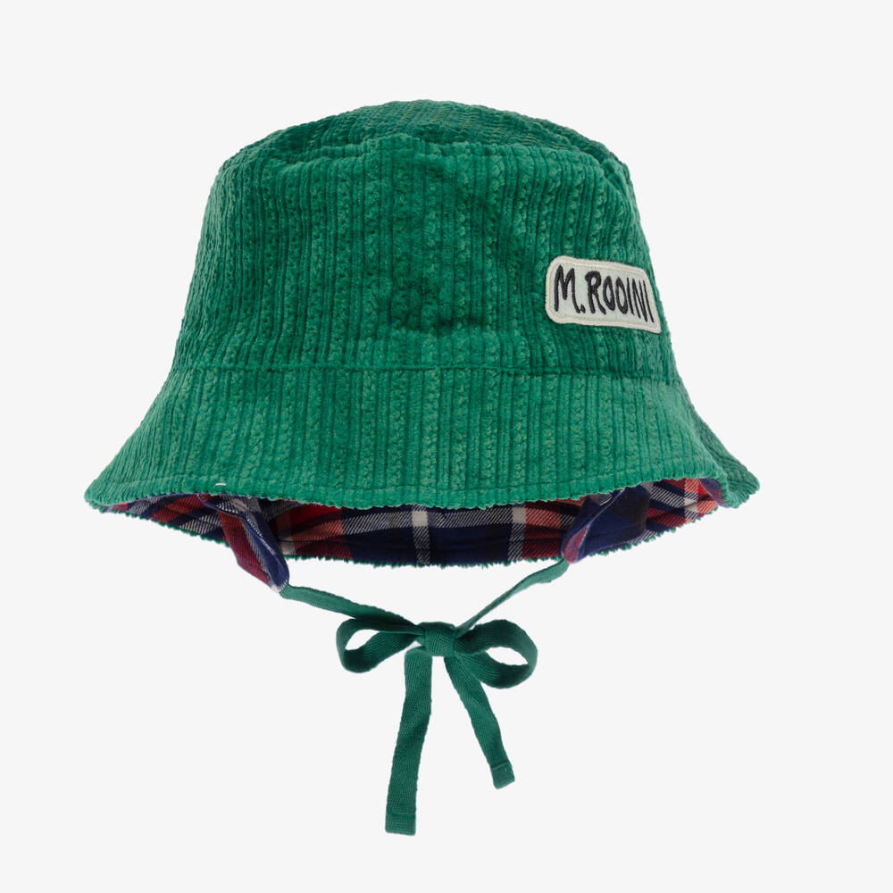 Mini Rodini-Зеленая вельветовая шапка-ведро | Childrensalon Outlet