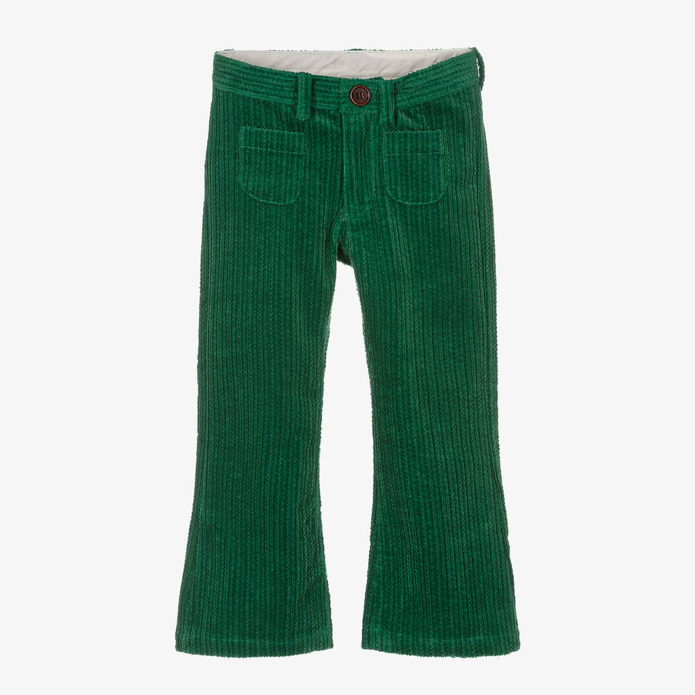 Mini Rodini - Зеленые вельветовые брюки-клеш | Childrensalon