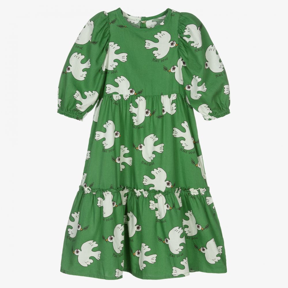 Mini Rodini - Green Cotton Dove Dress | Childrensalon