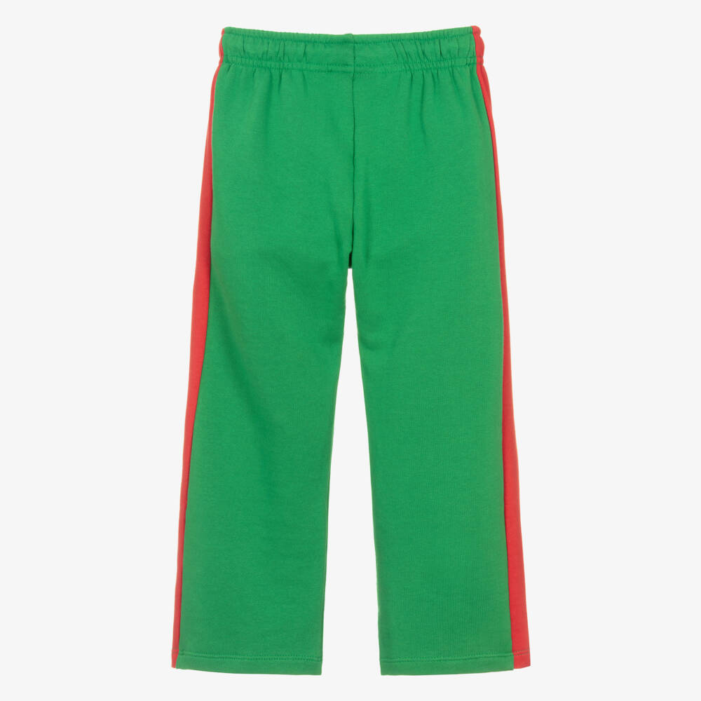 Mini Rodini-Green Cotton Embroidered E.T. Joggers with Red Stripe | Childrensalon Outlet