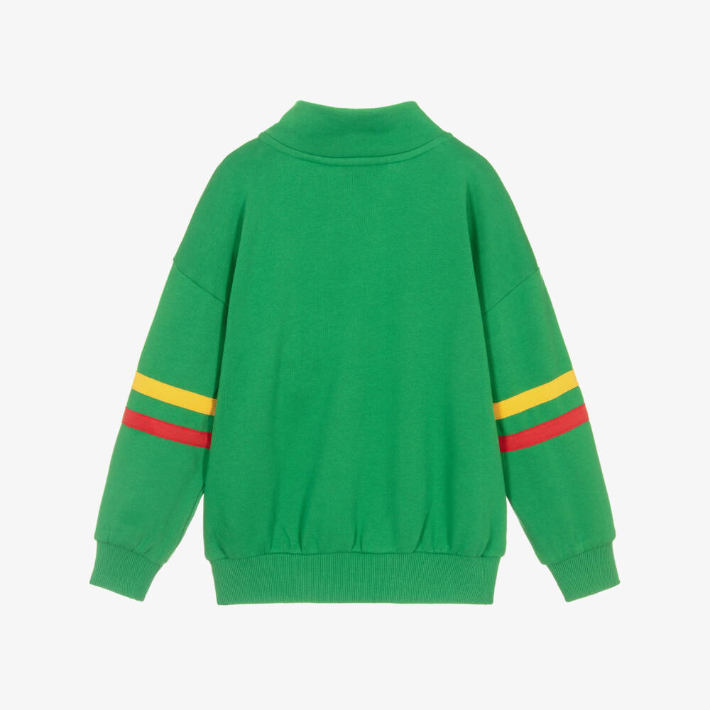 Mini Rodini-Green Cotton Quarter Zip Sweatshirt with Embroidered E.T. | Childrensalon Outlet
