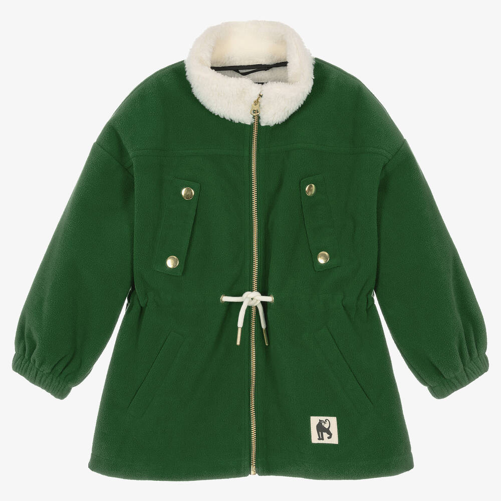 Mini Rodini - Зеленое флисовое пальто на кулиске | Childrensalon