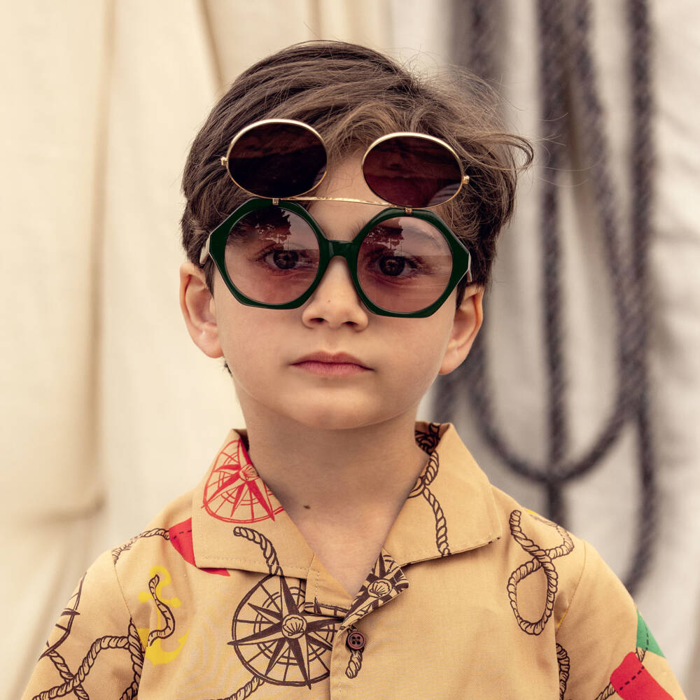 Mini Rodini-Green Flip-Up Tinted Sunglasses | Childrensalon Outlet