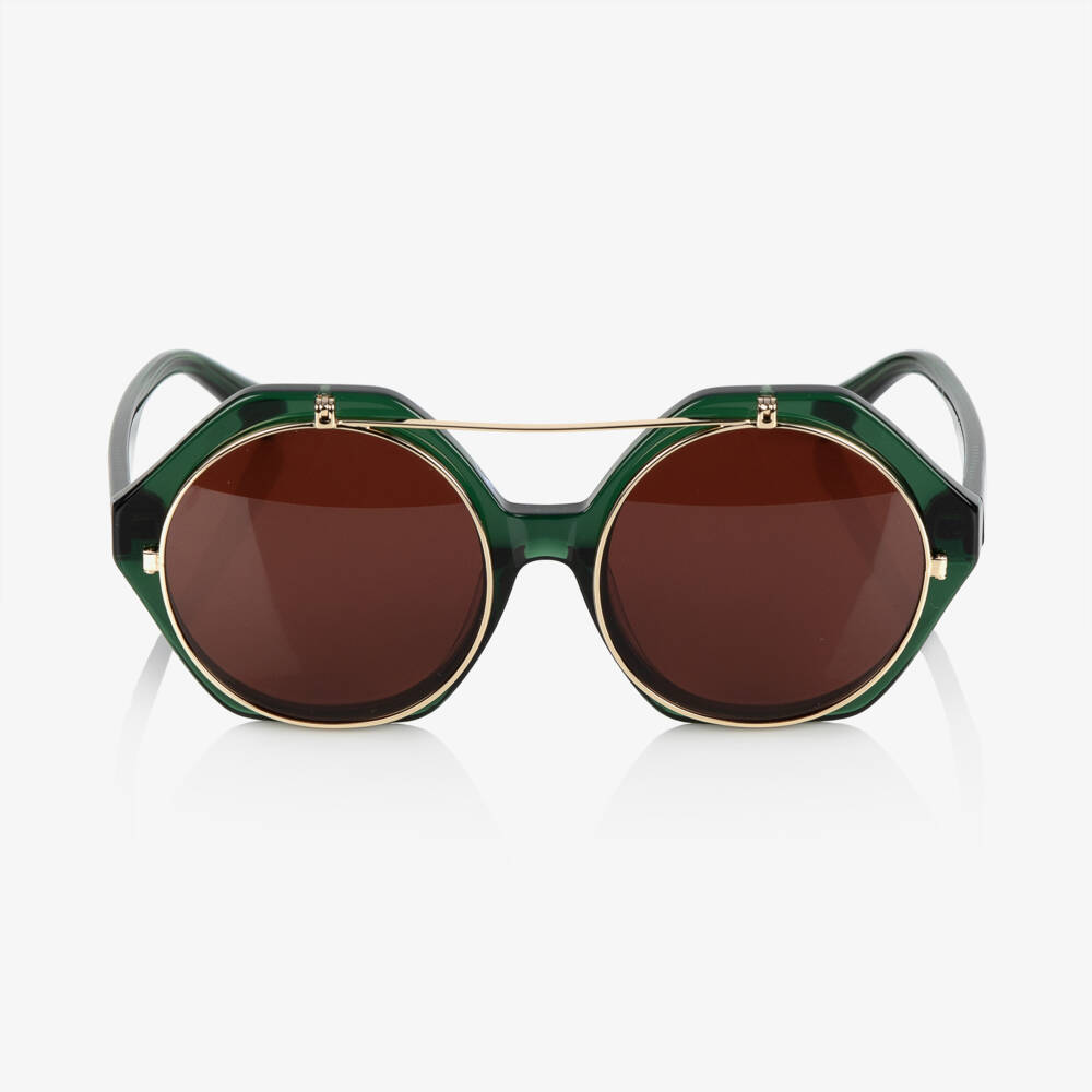 Mini Rodini-Green Flip-Up Tinted Sunglasses | Childrensalon Outlet