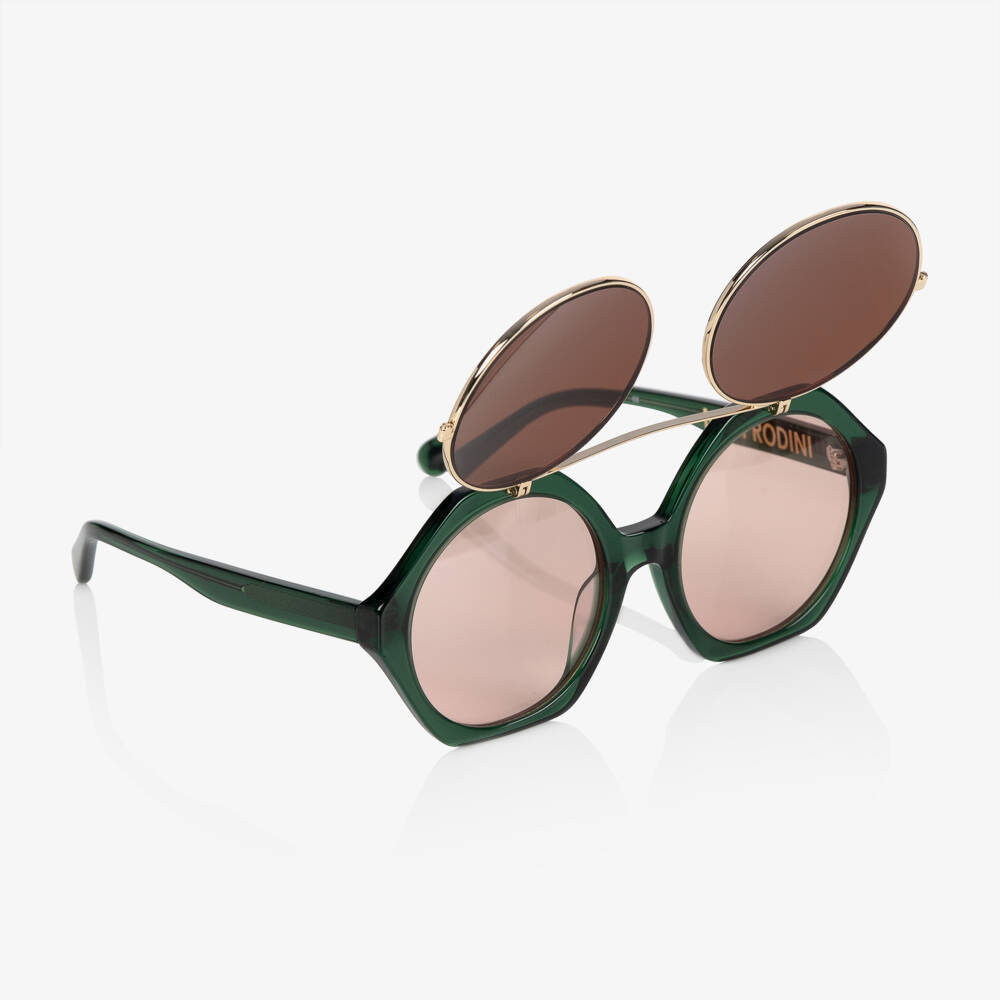 Mini Rodini-Green Flip-Up Tinted Sunglasses | Childrensalon Outlet