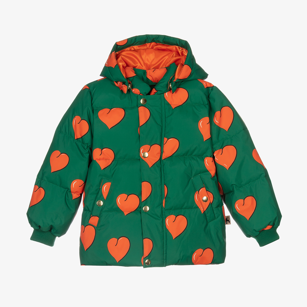 Mini Rodini - Green Hearts Puffer Jacket | Childrensalon