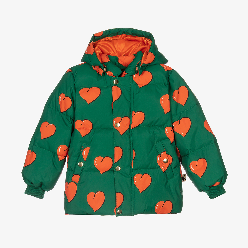 Mini Rodini-Green Hearts Puffer Jacket | Childrensalon Outlet