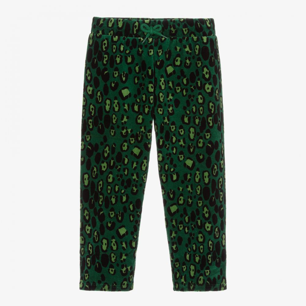 Mini Rodini - Зеленые велюровые брюки с леопардовым принтом  | Childrensalon