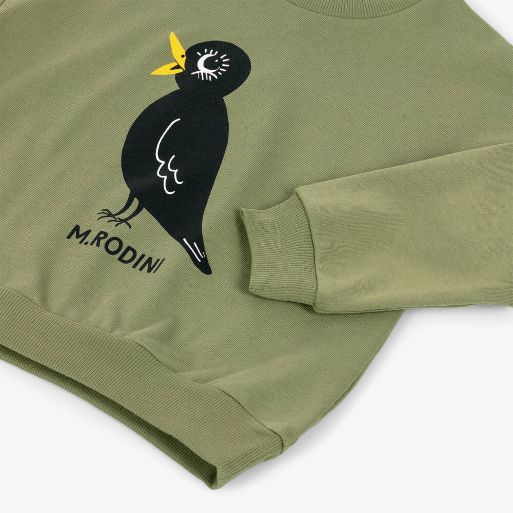 Mini Rodini-Зеленый органический свитшот Blackbird для детей | Childrensalon Outlet