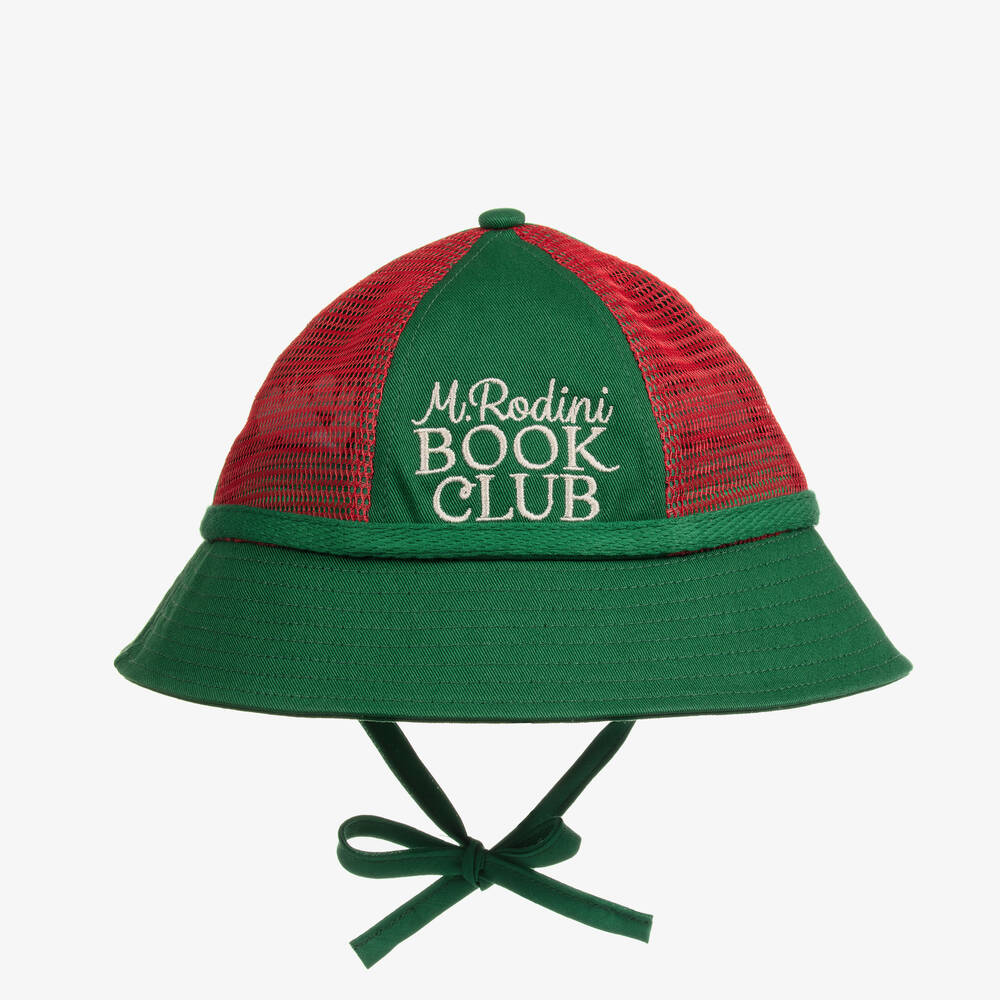 Mini Rodini - Green Organic Cotton Book Club Sun Hat | Childrensalon