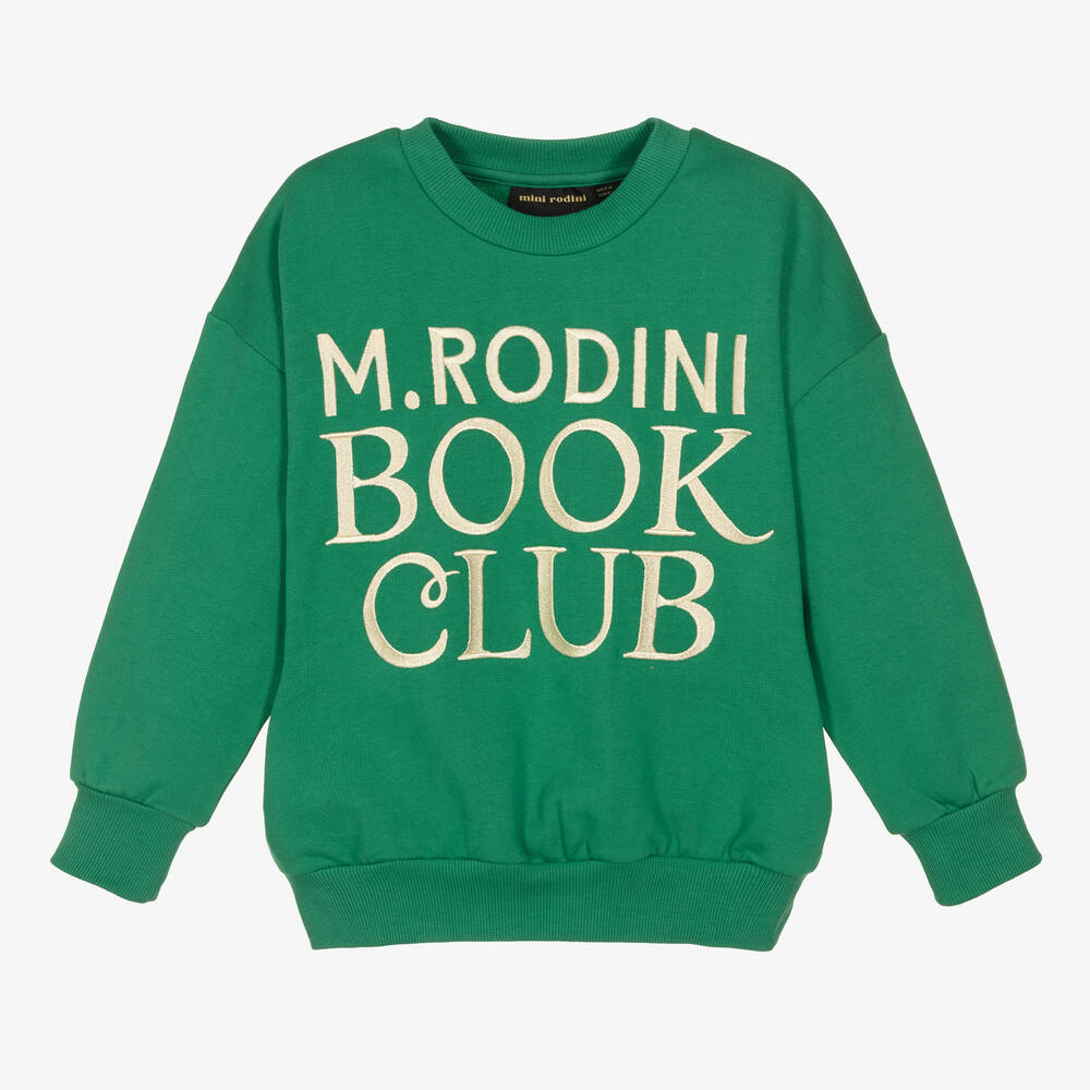 Mini Rodini - Green Organic Cotton Book Club Sweatshirt | Childrensalon
