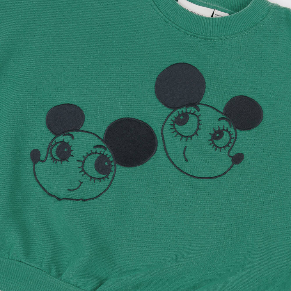 Mini Rodini-Green Organic Cotton Embroidered Ritzratz Sweatshirt | Childrensalon Outlet
