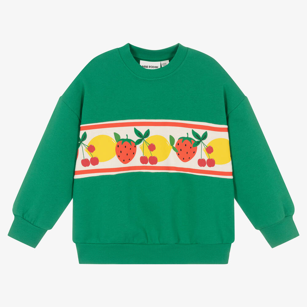 Mini Rodini - Sweat-shirt coton bio vert fruits | Childrensalon