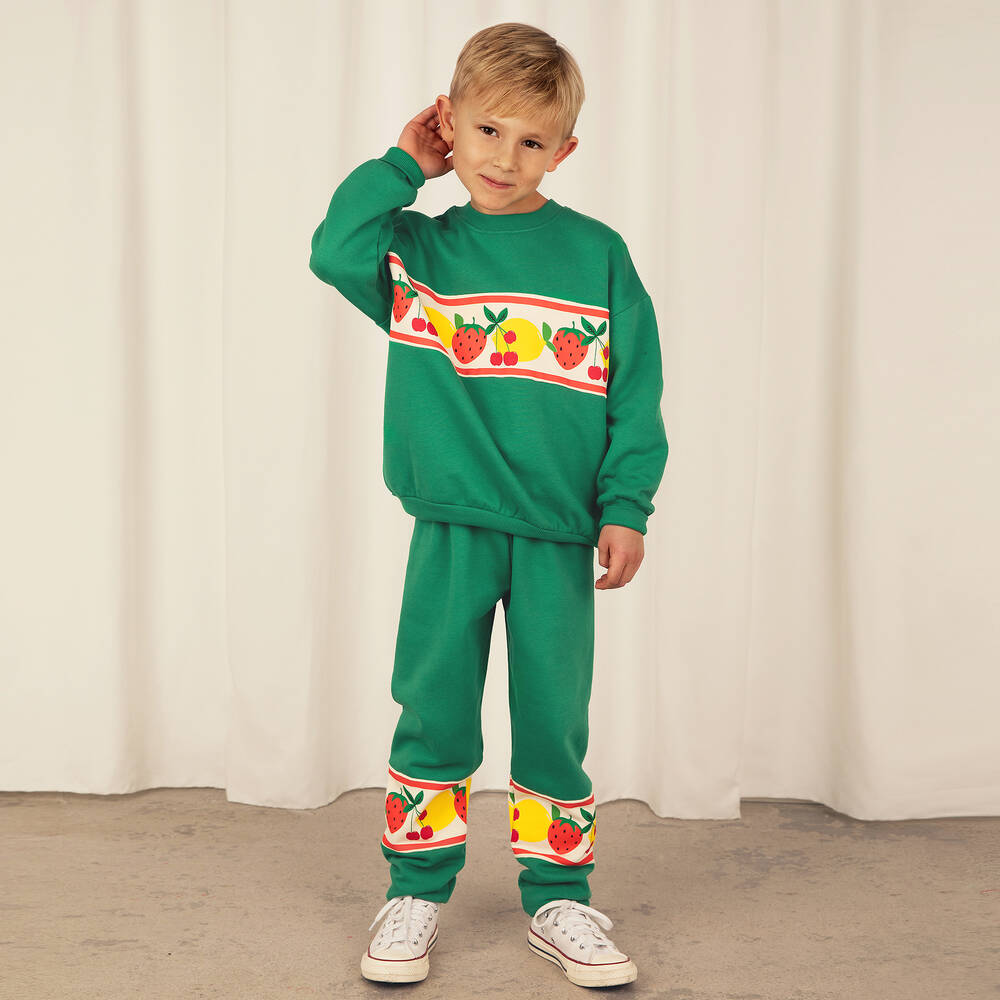 Mini Rodini-Green Organic Cotton Fruit Sweatshirt | Childrensalon Outlet