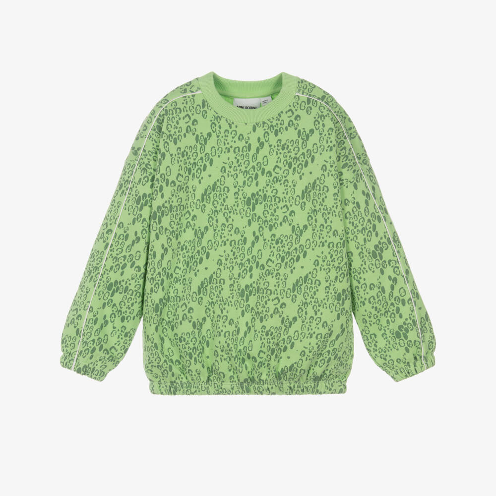 Mini Rodini-Green Organic Cotton Leopard Print Sweatshirt | Childrensalon Outlet
