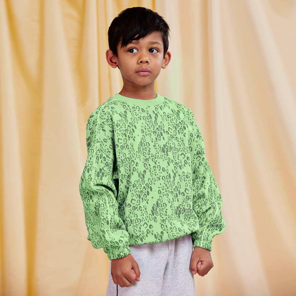 Mini Rodini-Green Organic Cotton Leopard Print Sweatshirt | Childrensalon Outlet