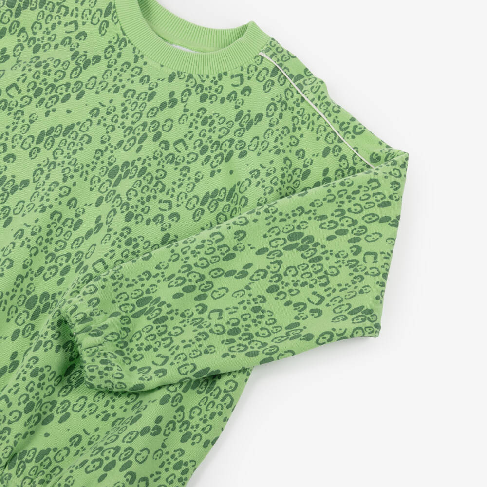 Mini Rodini-Green Organic Cotton Leopard Print Sweatshirt | Childrensalon Outlet