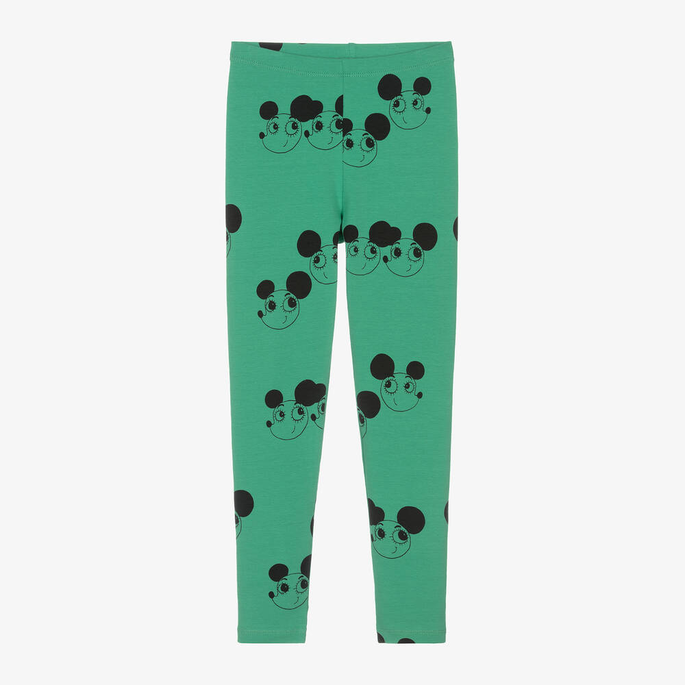 Mini Rodini-Green Organic Cotton Ritzratz Leggings | Childrensalon Outlet