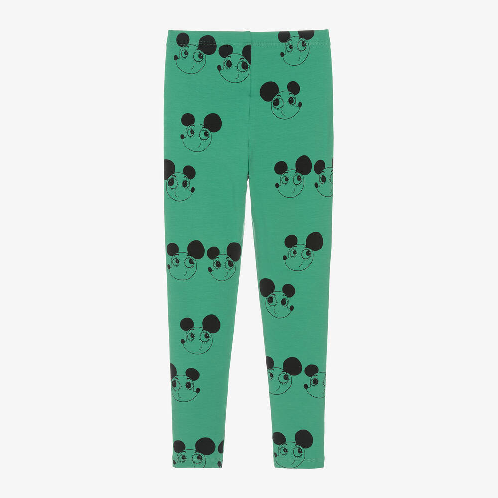 Mini Rodini-Green Organic Cotton Ritzratz Leggings | Childrensalon Outlet