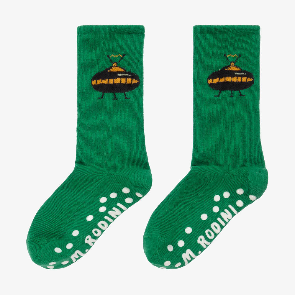 Mini Rodini-Green Organic Cotton UFO Socks | Childrensalon Outlet