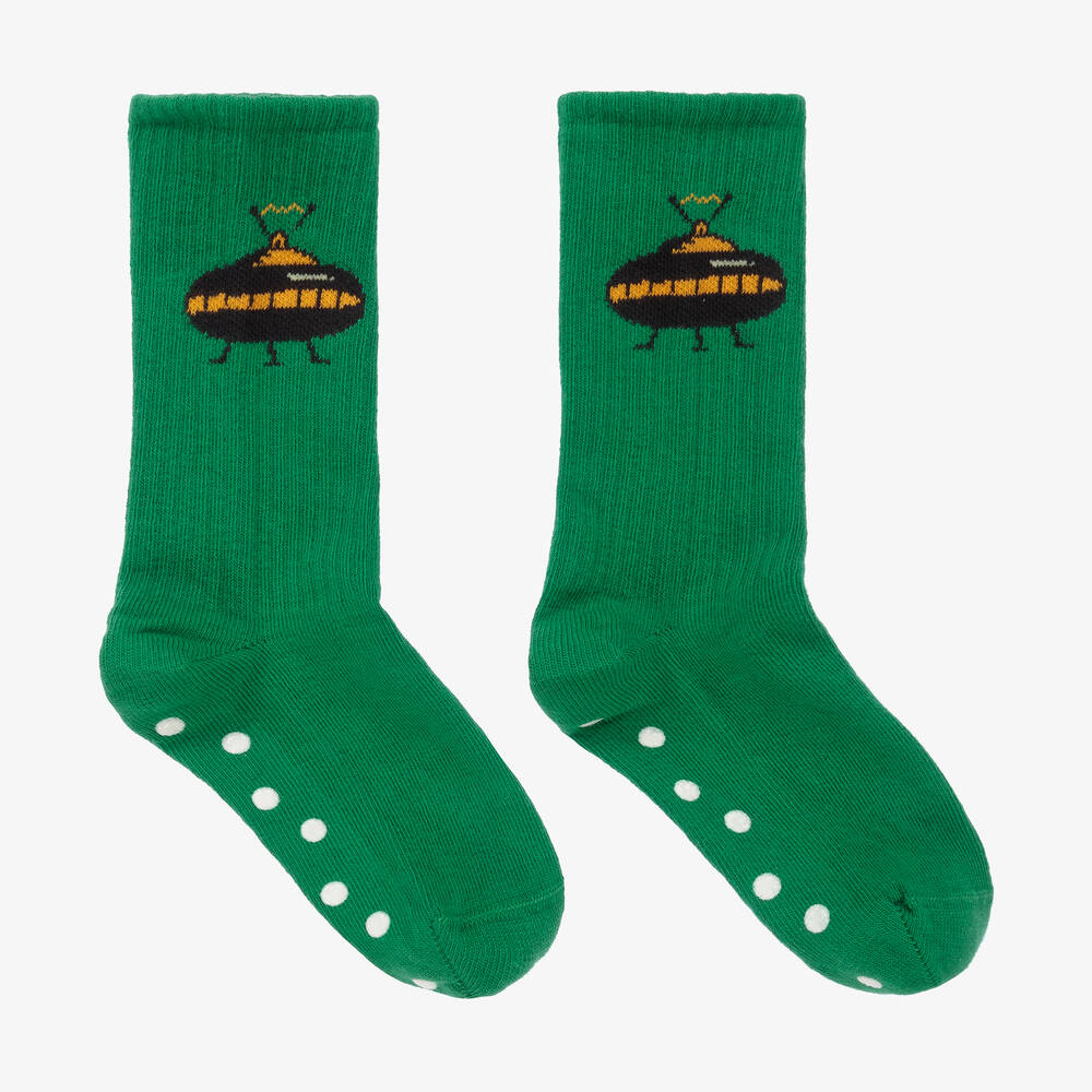 Mini Rodini - Green Organic Cotton UFO Socks | Childrensalon