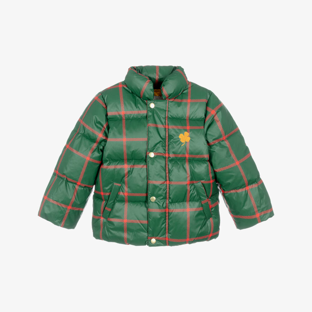 Mini Rodini-Green & Red Check Puffer Jacket | Childrensalon Outlet