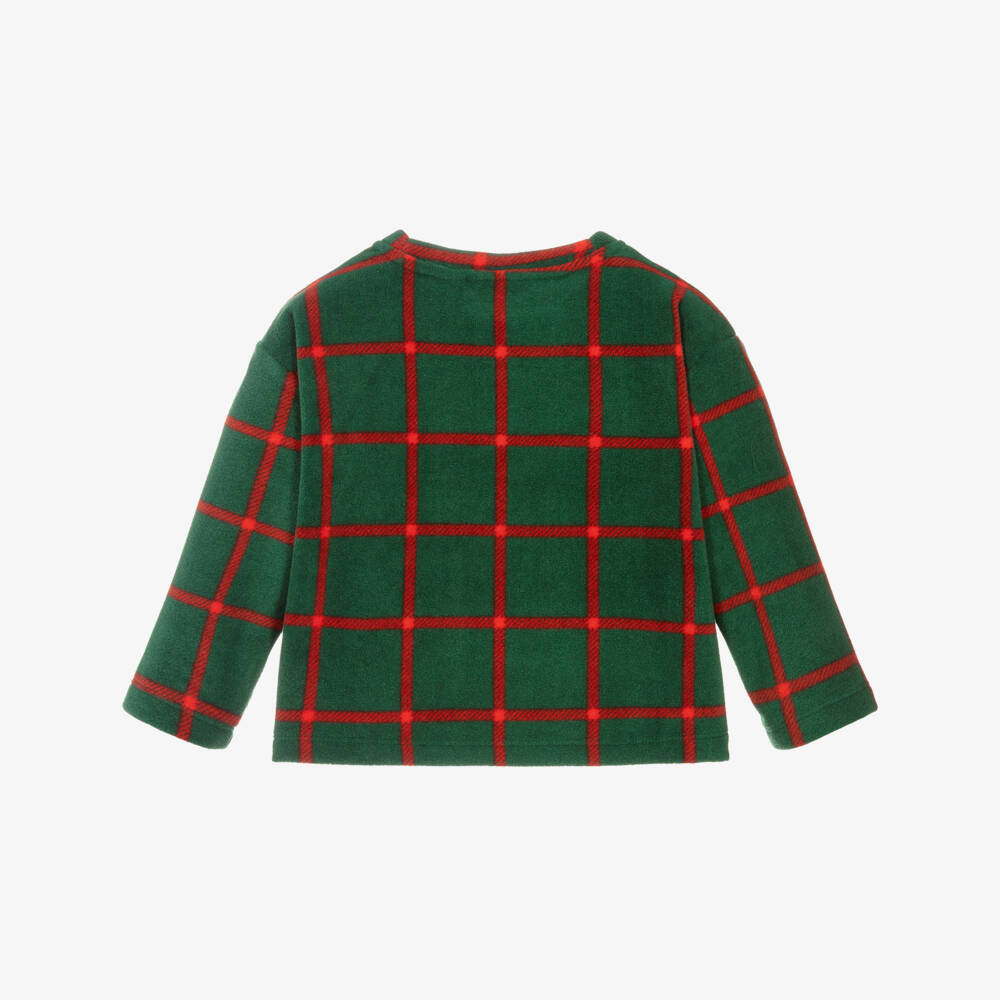 Mini Rodini-Green & Red Checked Fleece Top | Childrensalon Outlet