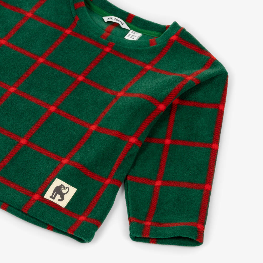 Mini Rodini-Green & Red Checked Fleece Top | Childrensalon Outlet
