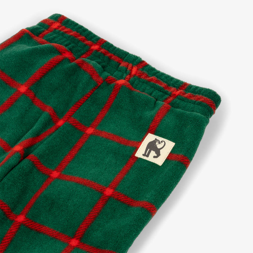 Mini Rodini-Green & Red Checked Fleece Trousers | Childrensalon Outlet