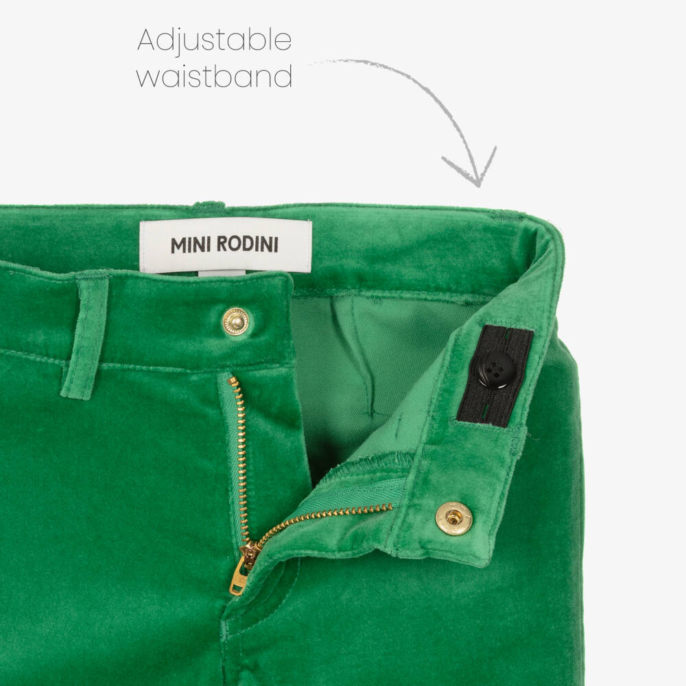 Mini Rodini-Green Velvet Trousers with Dog Patch | Childrensalon Outlet