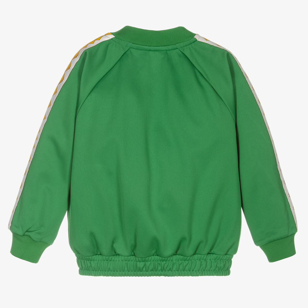 Mini Rodini-Green Zip-Up Logo Top | Childrensalon Outlet