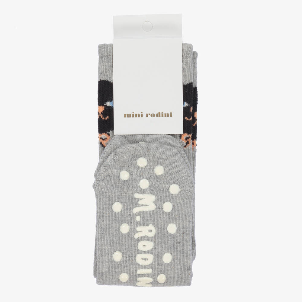 ميني روديني-جوارب مانعة للانزلاق مزيج قطن عضوي لون رمادي | Childrensalon Outlet