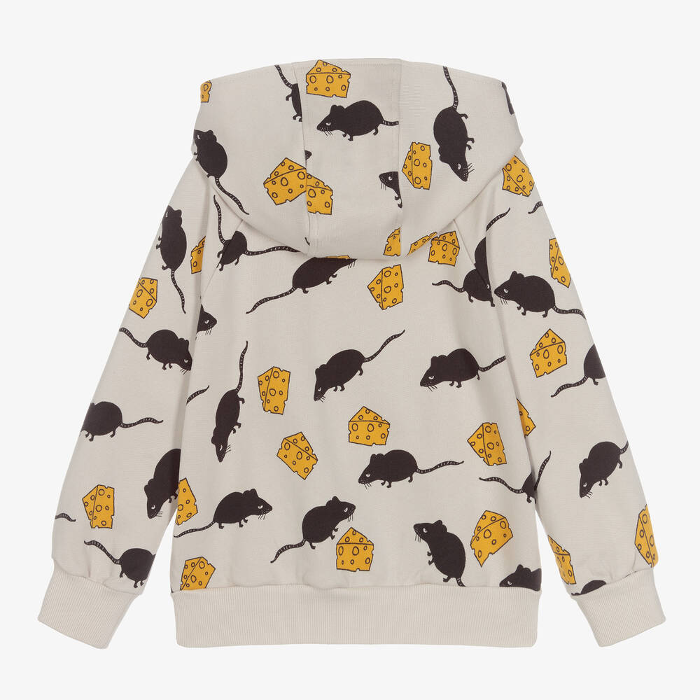 Mini Rodini-Grey Cotton Zip-Up Hoodie | Childrensalon Outlet