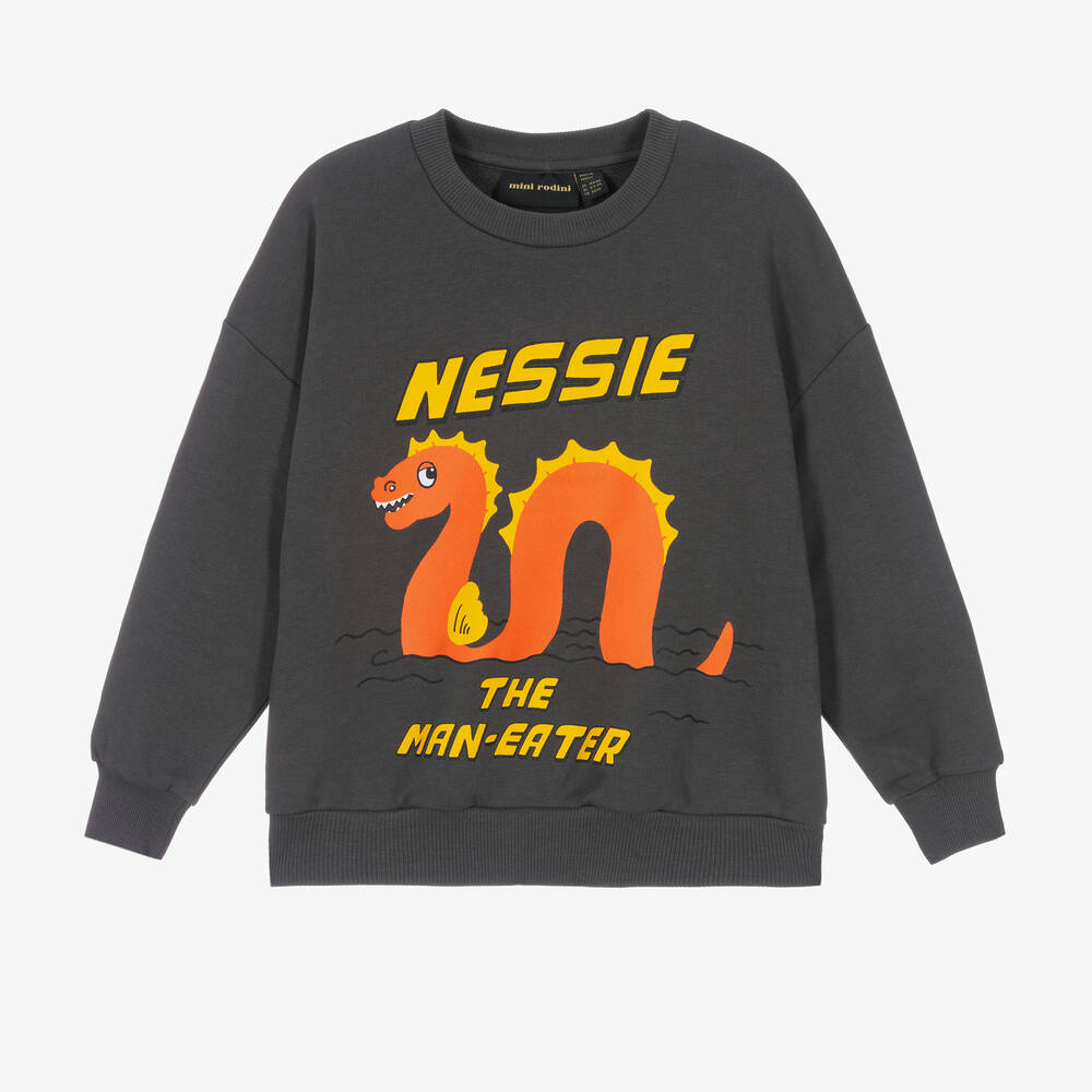 Mini Rodini - Grey Loch Ness Monster Sweatshirt | Childrensalon
