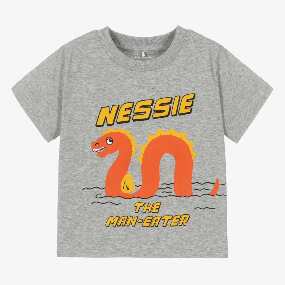 Mini Rodini - Grey Loch Ness Monster T-Shirt | Childrensalon
