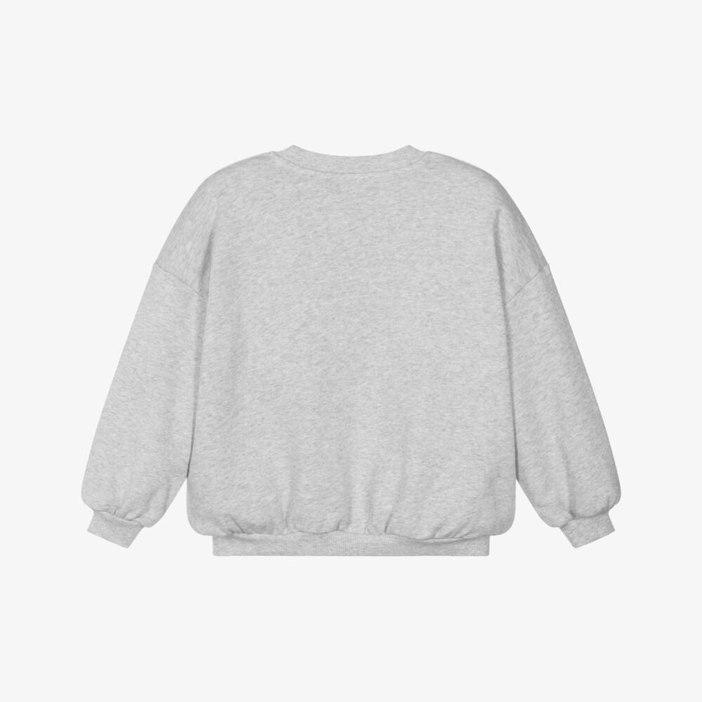Mini Rodini-Grey Marl Organic Cotton Sweatshirt with Planet Logo Patch | Childrensalon Outlet