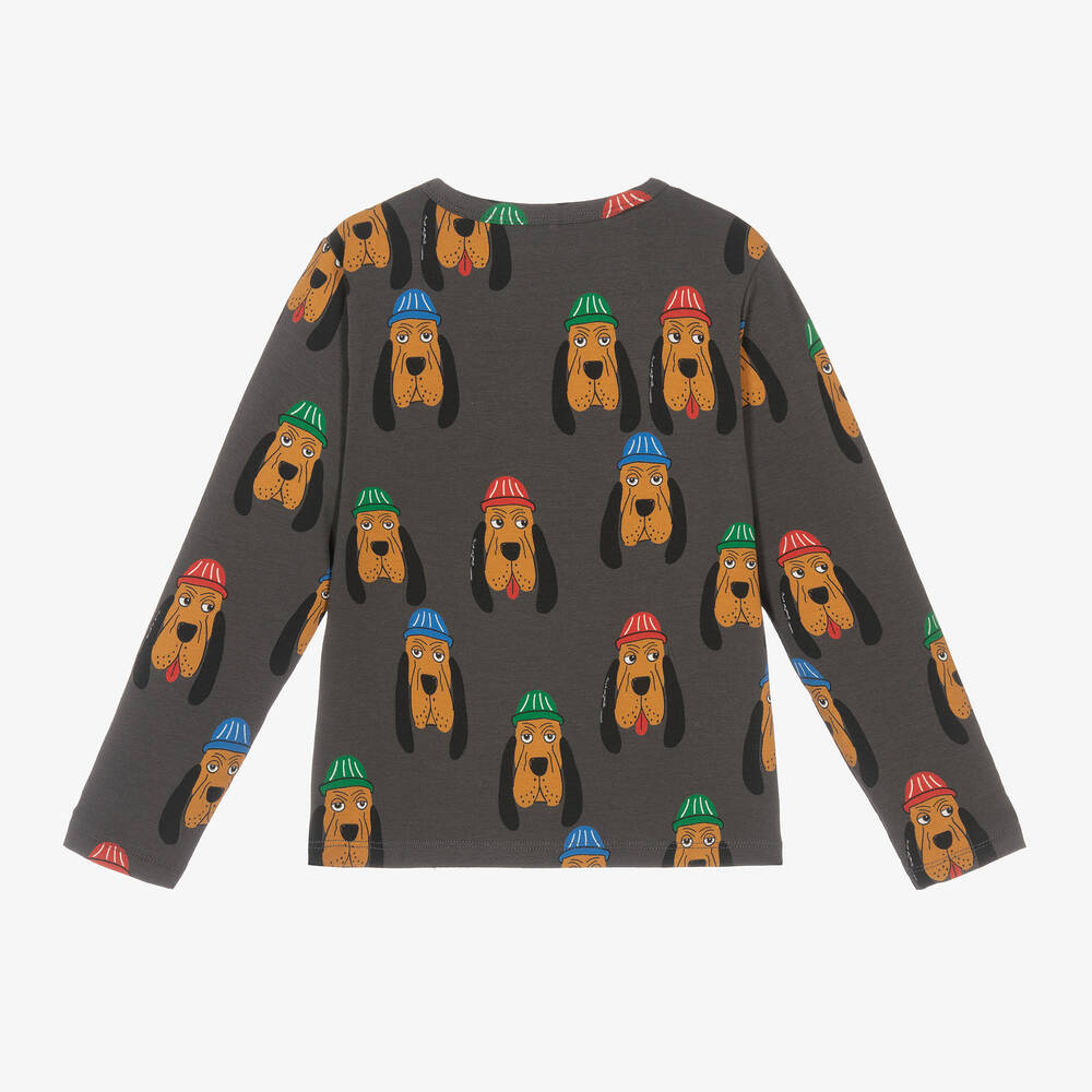 Mini Rodini-Grey Organic Cotton Hound Dog Top | Childrensalon Outlet