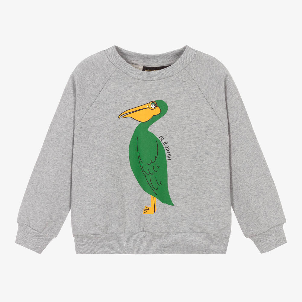 Mini Rodini - Grey Organic Cotton Pelican Sweatshirt | Childrensalon