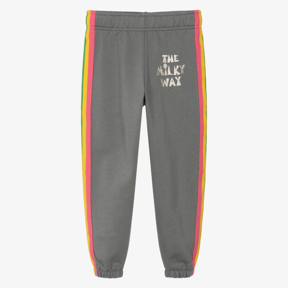 Mini Rodini-Grey Organic Cotton Rainbow Stripe Milky Way Joggers | Childrensalon Outlet