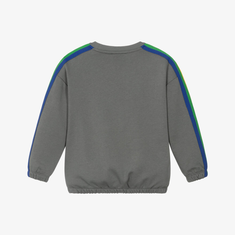 Mini Rodini-Grey Organic Cotton Rainbow Stripe Milky Way Sweatshirt | Childrensalon Outlet