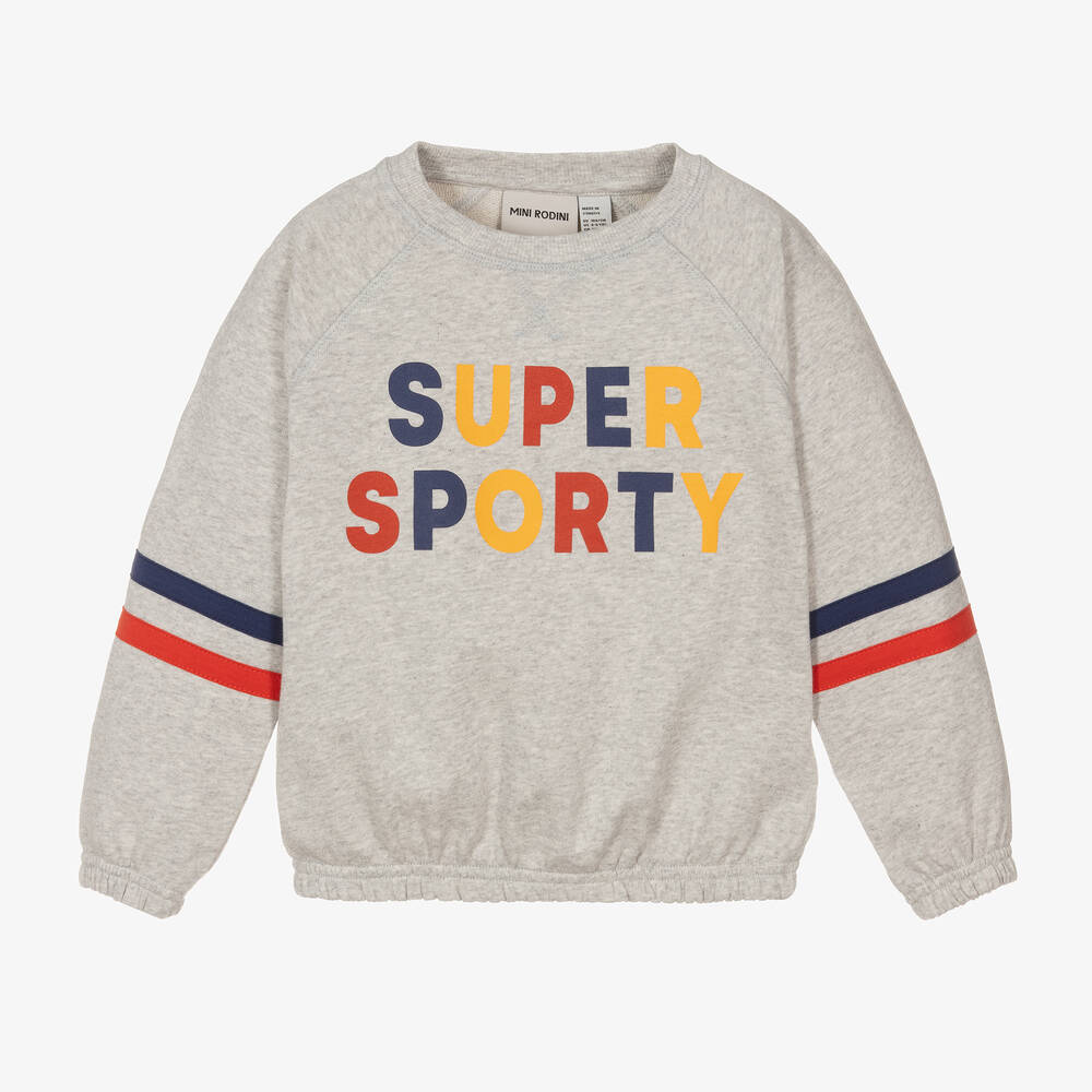 Mini Rodini-Grey Organic Cotton Sporty Sweatshirt | Childrensalon Outlet