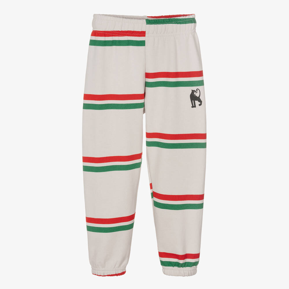 Mini Rodini-Grey Stripe Organic Cotton Joggers | Childrensalon Outlet