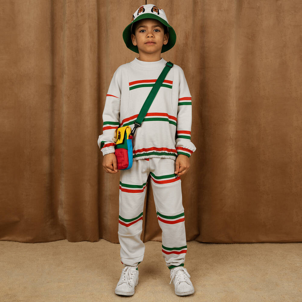 Mini Rodini-Серые джоггеры из органического хлопка в полоску | Childrensalon Outlet