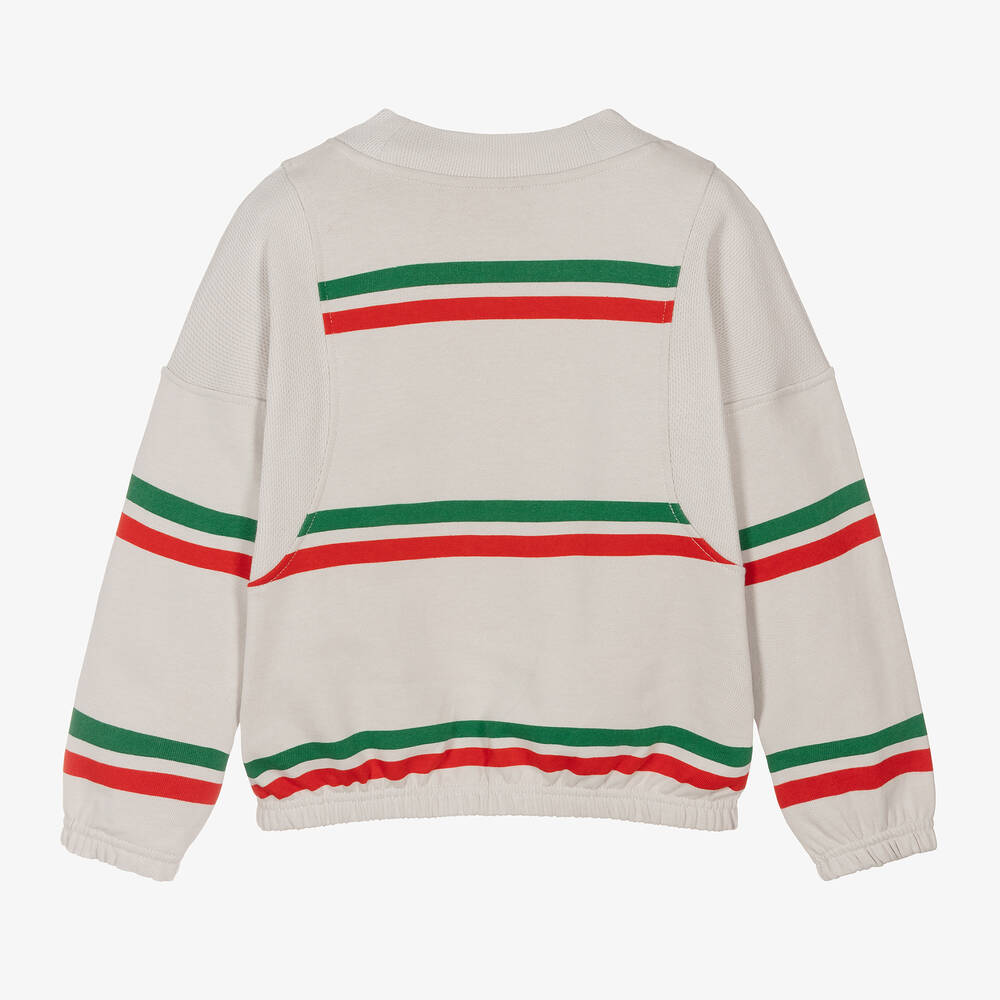 Mini Rodini-Grey Stripe Organic Cotton Sweatshirt | Childrensalon Outlet