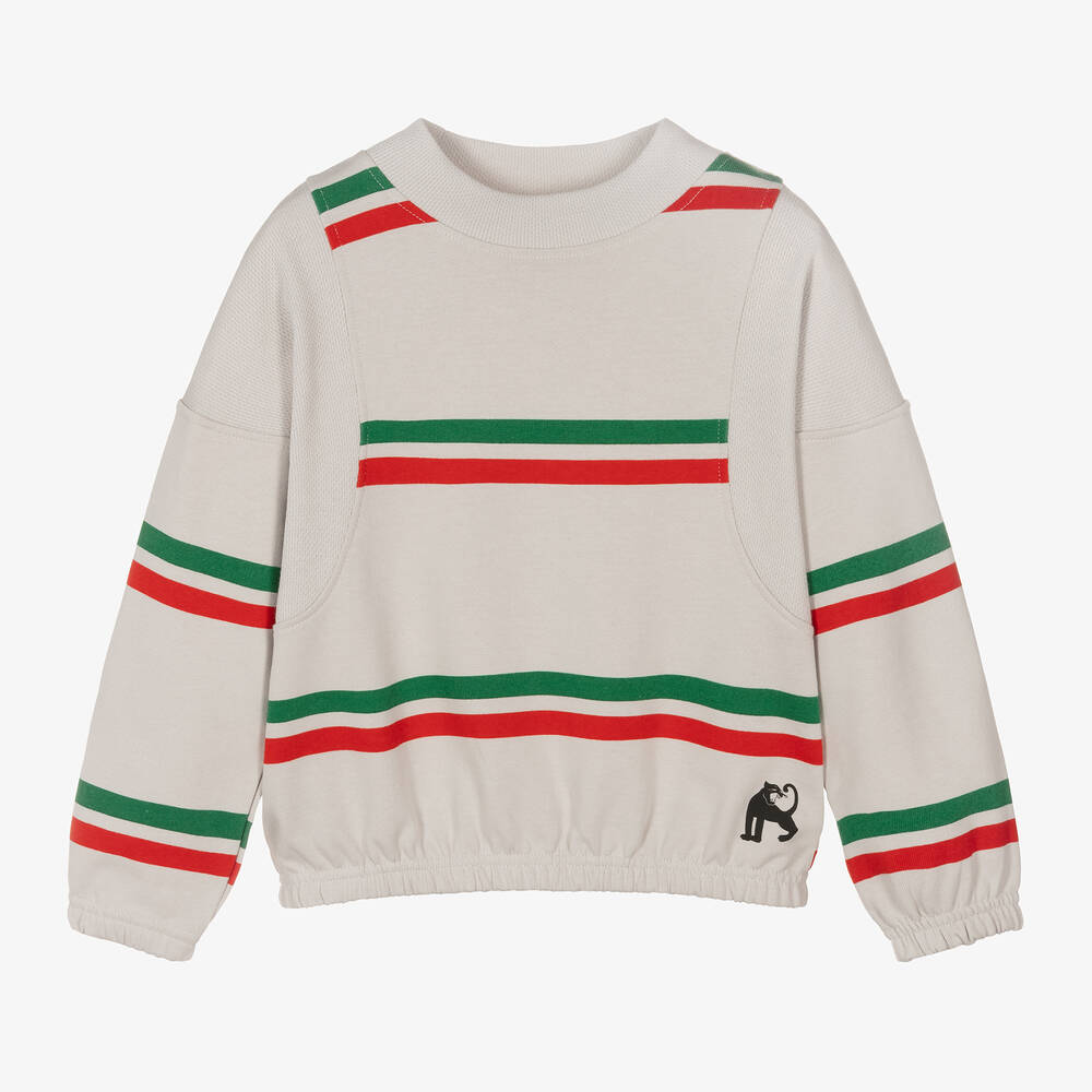 Mini Rodini - Grey Stripe Organic Cotton Sweatshirt