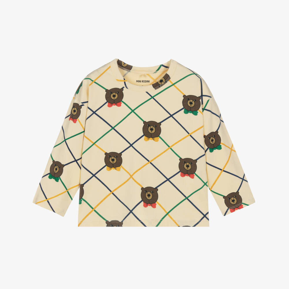 Mini Rodini-Ivory Bear Aop Ls T-shirt | Childrensalon Outlet