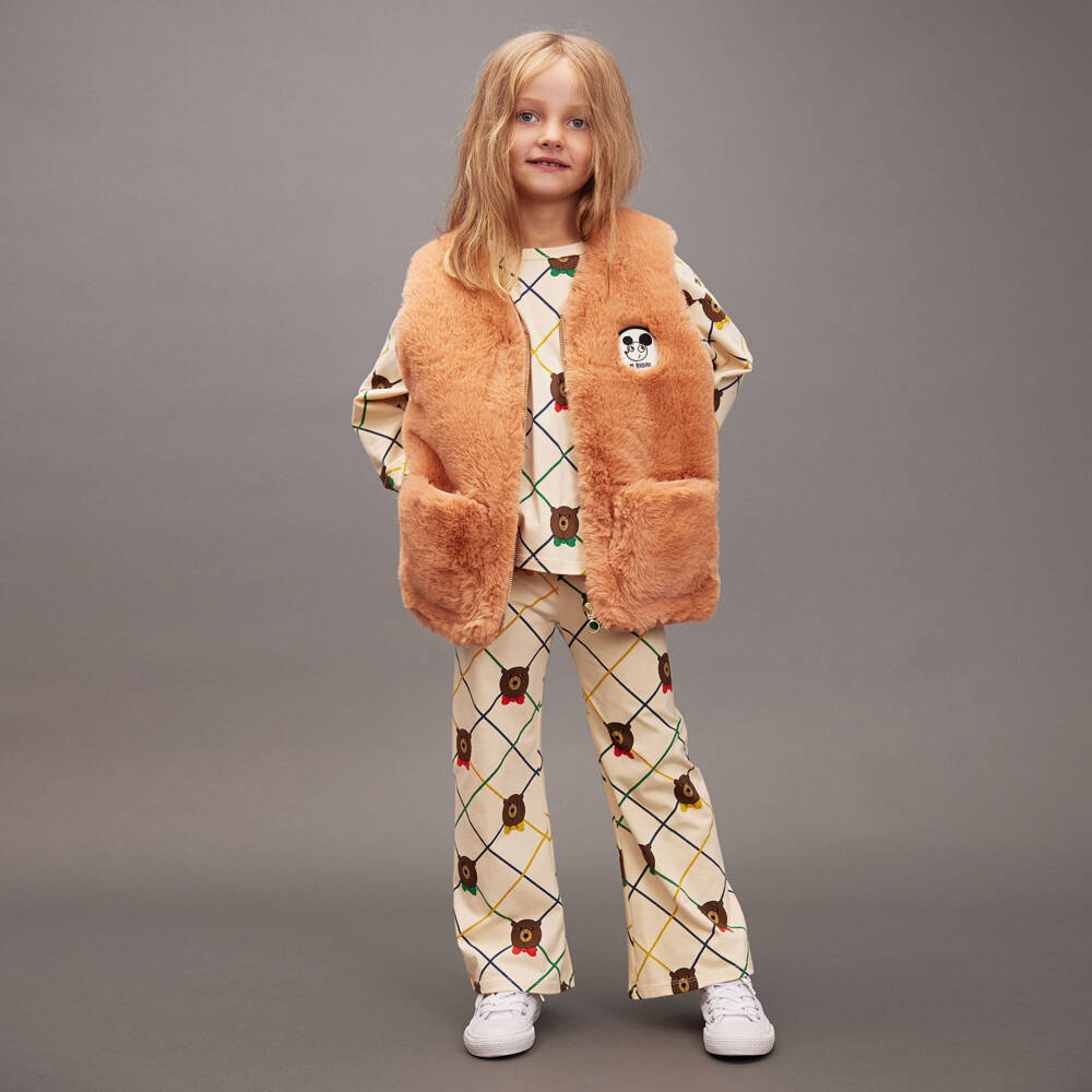 Mini Rodini-Ivory Bear Print Flare Trousers | Childrensalon Outlet
