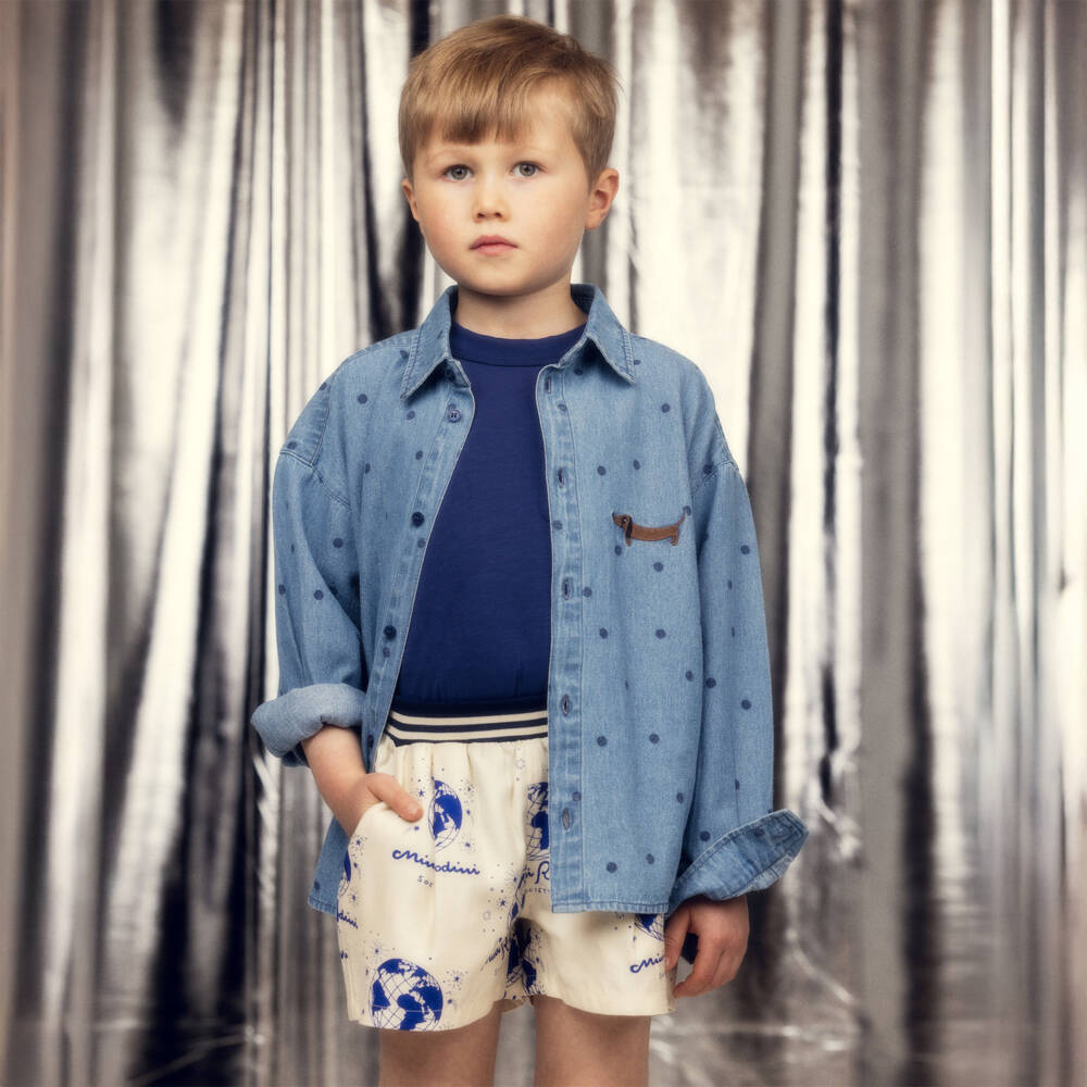 Mini Rodini-Кремовые шорты с принтом Земли | Childrensalon Outlet